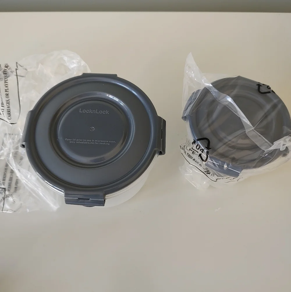 Lock N Lock Small Nesting Containers Snap Lid Set Of Two BPA Free Gray NEW